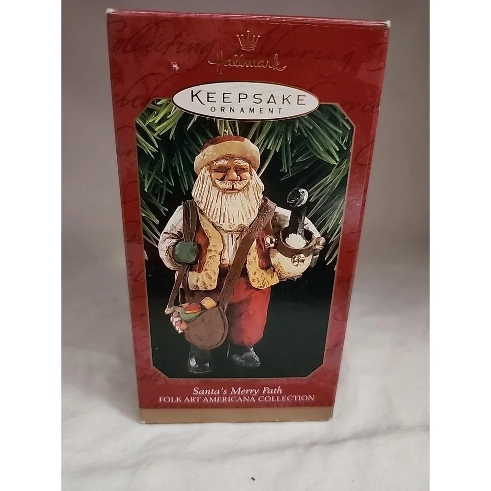 Hallmark Keepsake Ornament 1997 Santa's Merry Path Folk Art American Collection